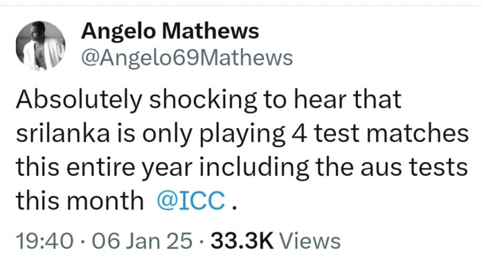 Is Test Cricket dying for smaller nations? Angelo Mathews’ explosive tweet raises concerns